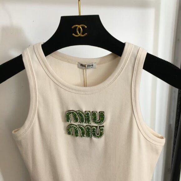 🧩Outdoor MIU MIU Crystal-Embellished Knit Tank Top,Very comfortable to wear - Picture 2 of 6